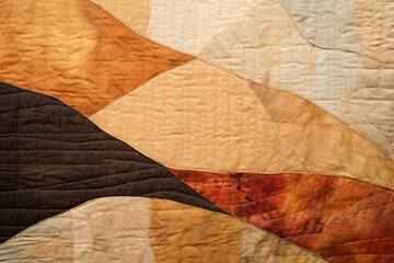 Abstract modern quilted pattern, earth tones, high - res detail of stitch work