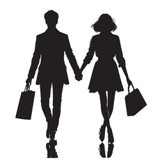 "Walking as One: Black and White Couple Silhouette in Unity"




