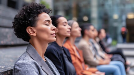 Group of Women Practicing Mindfulness Outdoors