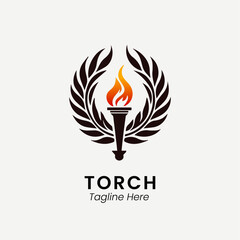 Torch logo design icon template inspiration