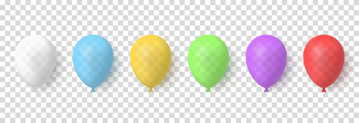 Vector helium balloons png. Set of multi-colored helium balloons. Decoration, holiday decor. PNG.