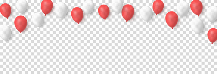 Vector helium balloons png. Red and white helium balloons. Decoration, holiday decor. PNG.