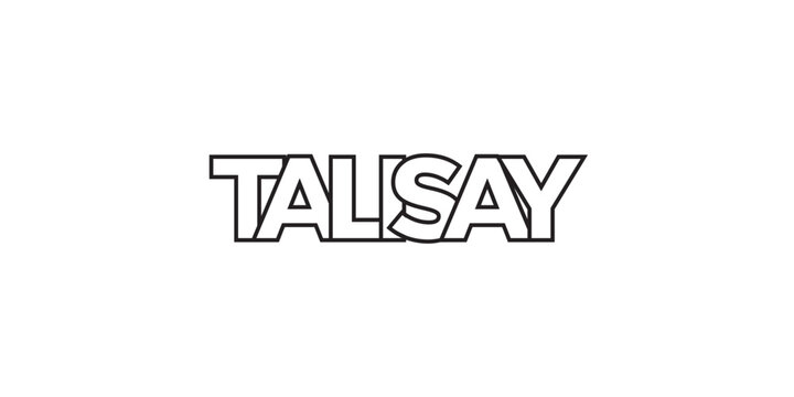Talisay in the Philippines emblem. The design features a geometric style, vector illustration with bold typography in a modern font. The graphic slogan lettering.
