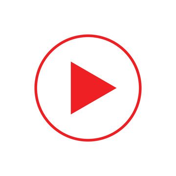 red play video or play media flat icon for apps and websites. Vector