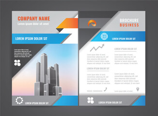 Modern brochure flyer Professional A4 Booklet and Banner Design with Cityscape Illustration, posters, booklets, wallpaper, banners, corporate presentation.