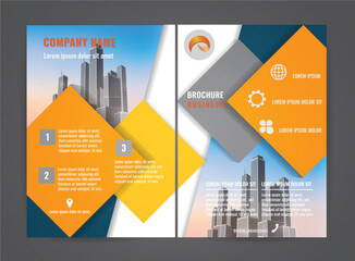 Modern brochure flyer design template.A4 Size Magazine, Poster, and Booklet Background with City View
