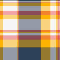 Quality texture plaid seamless, hat textile tartan fabric. Real background check pattern vector in amber and red colors.