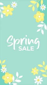 spring animation animated text and flower with green background for sale campaign
