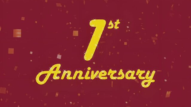Happy 1st anniversary 004, motion graphic ruby red background.