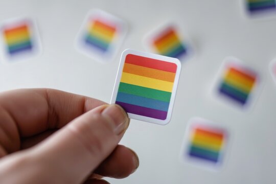 LGBTQ Sticker lgbtq pride sticker for shipment design. Rainbow fiancé motive fascination diversity Flag illustration. Colored lgbt parade lgbtq+ adoption. Gender speech fascinating