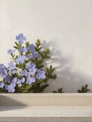 Vase Filled With Blue Flowers on Table
