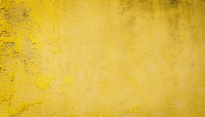 Yellow grunge cement wall, textured background with copy space for design