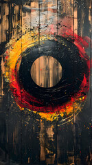 abstract spray paint graffiti of a black hole in space