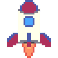 Fototapeta premium Space Rocket Pixel Art