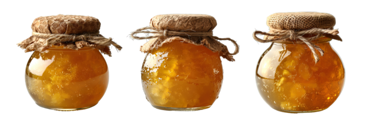 Pineapple jam isolated on transparent background ,generative ai