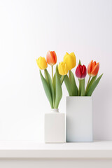 Spring tulips, Happy Easter background. Mother's Day. International Women's Day card. Flower Shop backdrop.