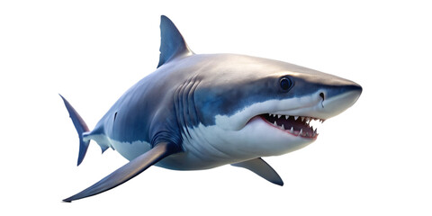 Great white shark Marine predator large open mouth, in lurking and attack mode