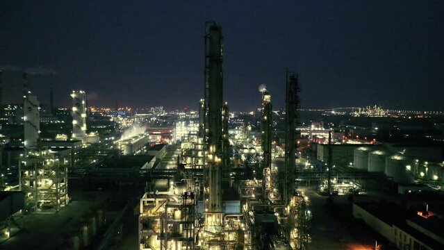 refinery plant night
