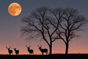 Moonlit Wildlife Silhouette Serenity