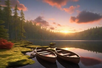 Serene Lakeside Sunrise Solitude