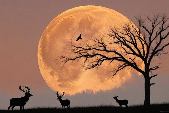 Moonlit Wildlife Silhouette Serenity