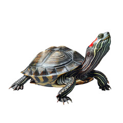 red eared slider isolated on transparent background, png - obrazy, fototapety, plakaty