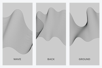Gray curved lines abstract wave background.