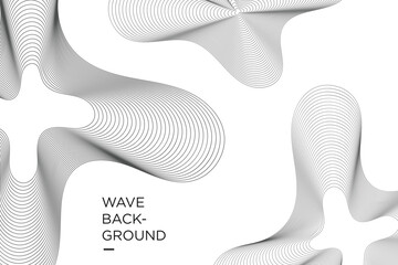 Gray curved lines abstract wave background.