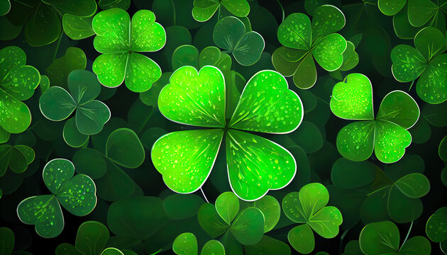 Clover background for St. Patrick Day. Ai render.