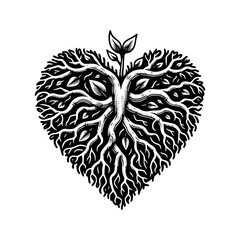 love shaped from root flower hand drawn art style vector illustration