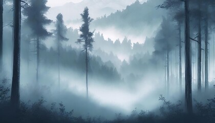 Generated image fog in the forest 