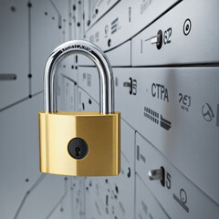 Cybersecurity concept padlock, 3d illustration