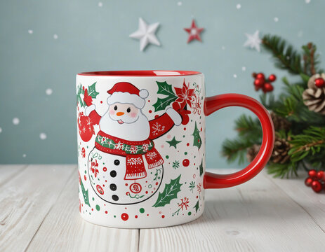 Christmas decoration mug cup 3d illustration, Christmas design element