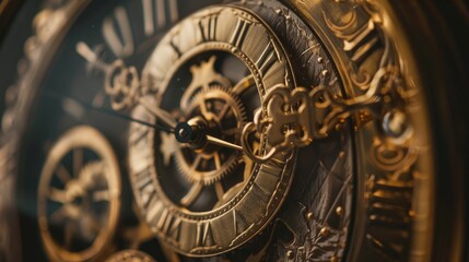 Fototapeta na wymiar Symbolic Clock: Ticking Close-Up