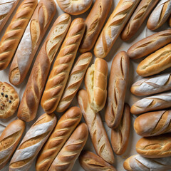 top view of baguettes and breads