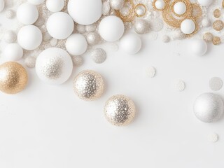 Beautiful white background with round and sparkly objects in a free photo