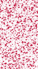 Red hearts scattered on white background.