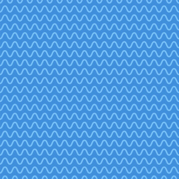 Blue seamless pattern with wavy lines