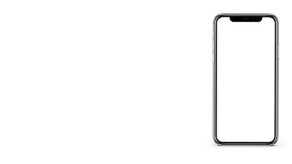 Mobile phones on a blank background, with copy space, white background. Premium background for mockup, PNG format. 