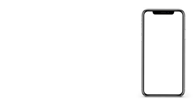 Mobile phones on a blank background, with copy space, white background. Premium background for mockup, PNG format. 