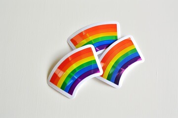 LGBTQ Sticker lgbtq pride sticker for package design. Rainbow distinctive motive stonewall sticker diversity Flag illustration. Colored lgbt parade togetherness. Gender speech crease