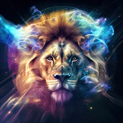 Afwasbaar fotobehang Lion portrait poster. ai render. © writerfantast