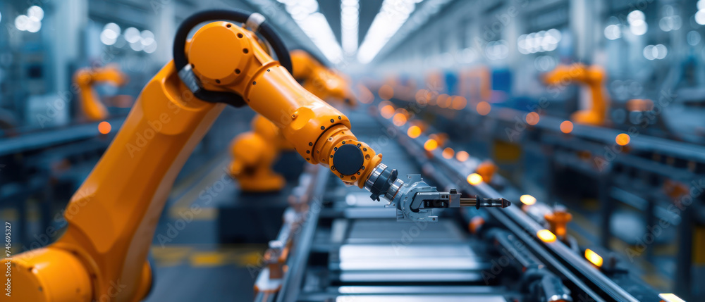 Aufkleber automated robotics arms efficiently assembling a car on a production line, showcasing precision and 