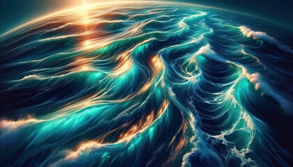 Warm Gulf Stream waters in vibrant turquoise and deep blue hues - obrazy, fototapety, plakaty