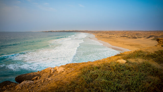 View on Playa del Aljibe de la Cueva and Playa del Castillo near El Cotillo
