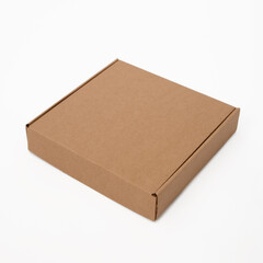 closed corton box on white background