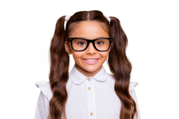 Close up portrait of adorable, beautiful, pretty, charming, lovely girl look at camera isolated on yellow background