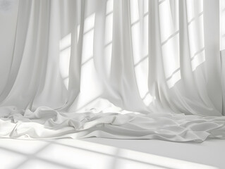 Interior Design of Elegant White Fabric Draped in Soft Light
