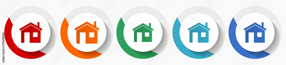 Poster house, home vector icon set, flat icons for logo design, webdesign and mobile applications, colorful