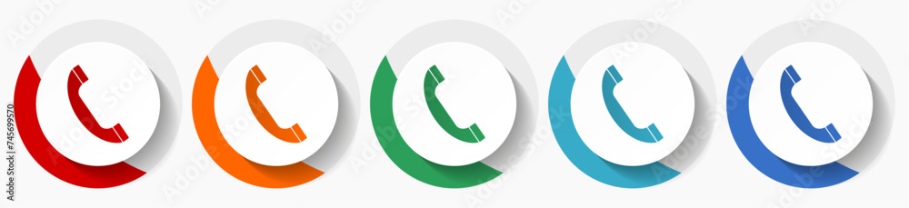Poster phone, call, contact vector icon set, flat icons for logo design, webdesign and mobile applications,